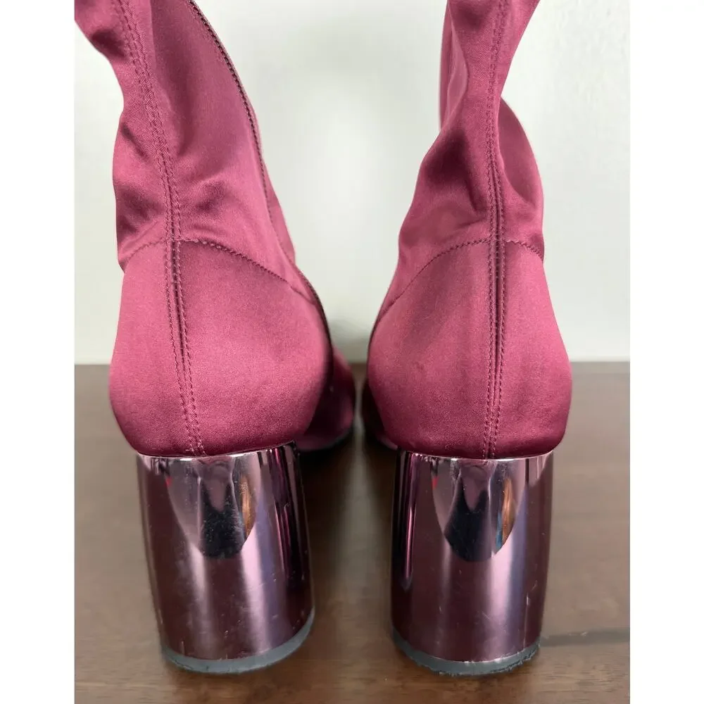 Free People Spectrum Berry Sock Ankle Boots US 8.5 Heeled Party Statement Chic